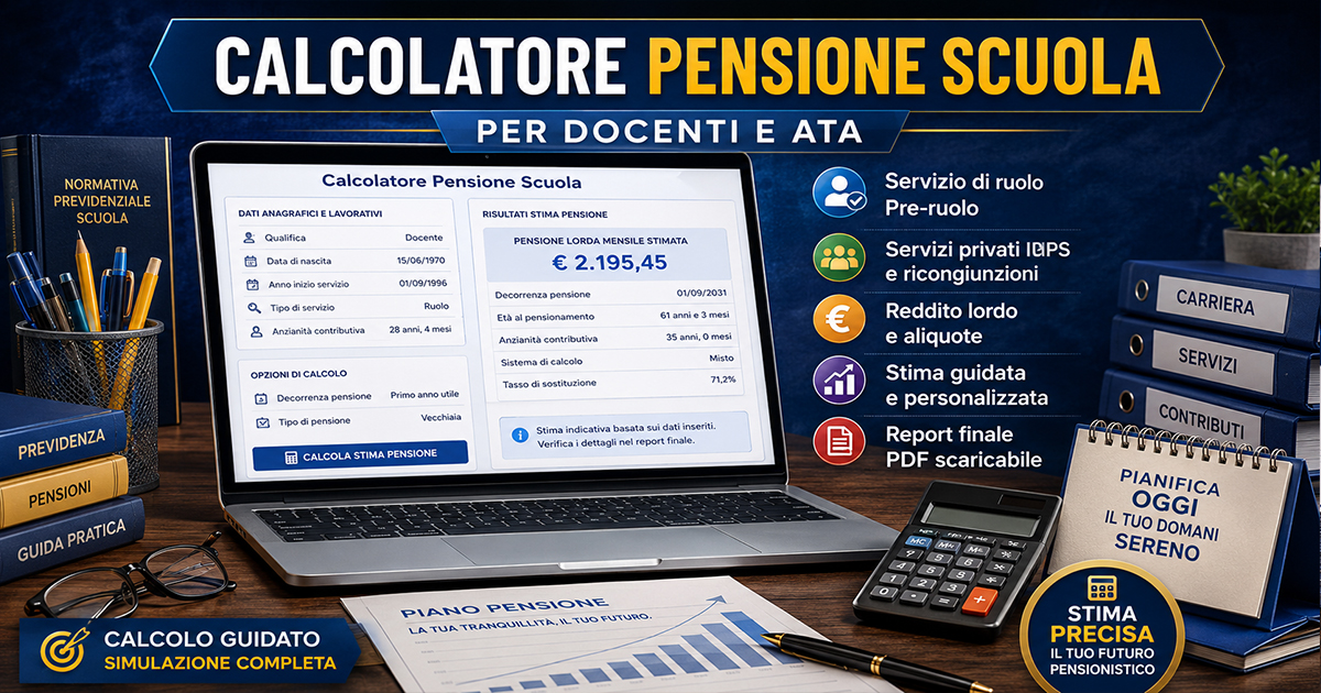 Calcolatore pensione scuola docenti e ATA